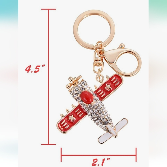 Red and Gold Airplane Keychain - Picture 7 of 8